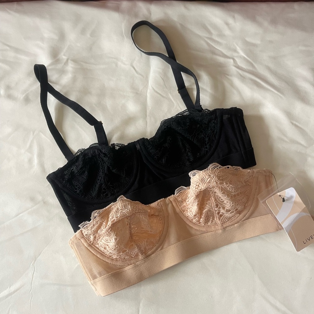 Lively Lace Strapless Set - Black & Nude